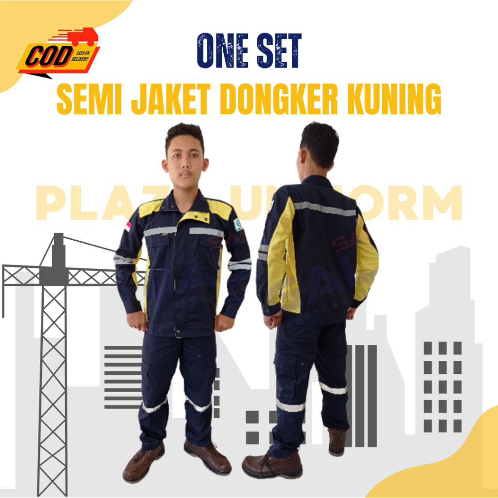 Jual wearpack SAFETY SETELAN kemeja safety SEMI JAKET lengan panjang ...