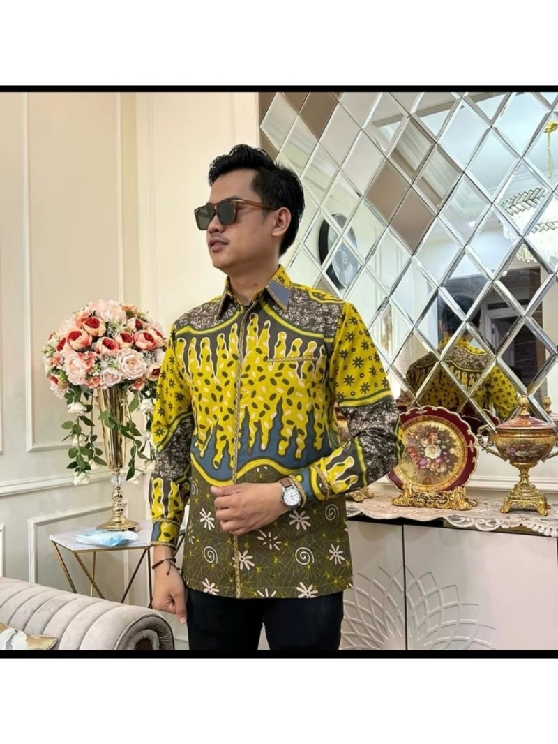Jual kemeja batik bahan katun halus jaitan smok bordir full tricot R22 ...