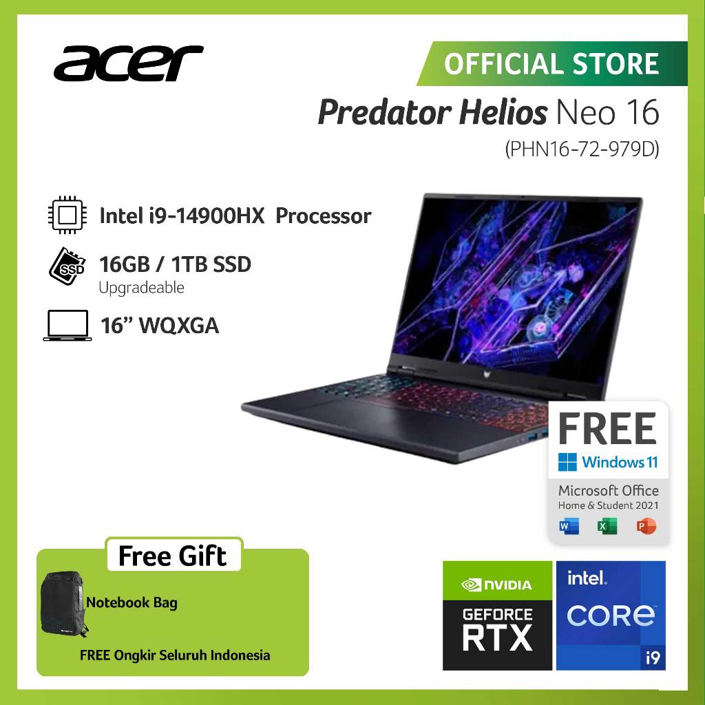 Jual ACER LAPTOP GAMING PREDATOR HELIOS NEO 16 PHN16-72-979D GRAPHICS ...