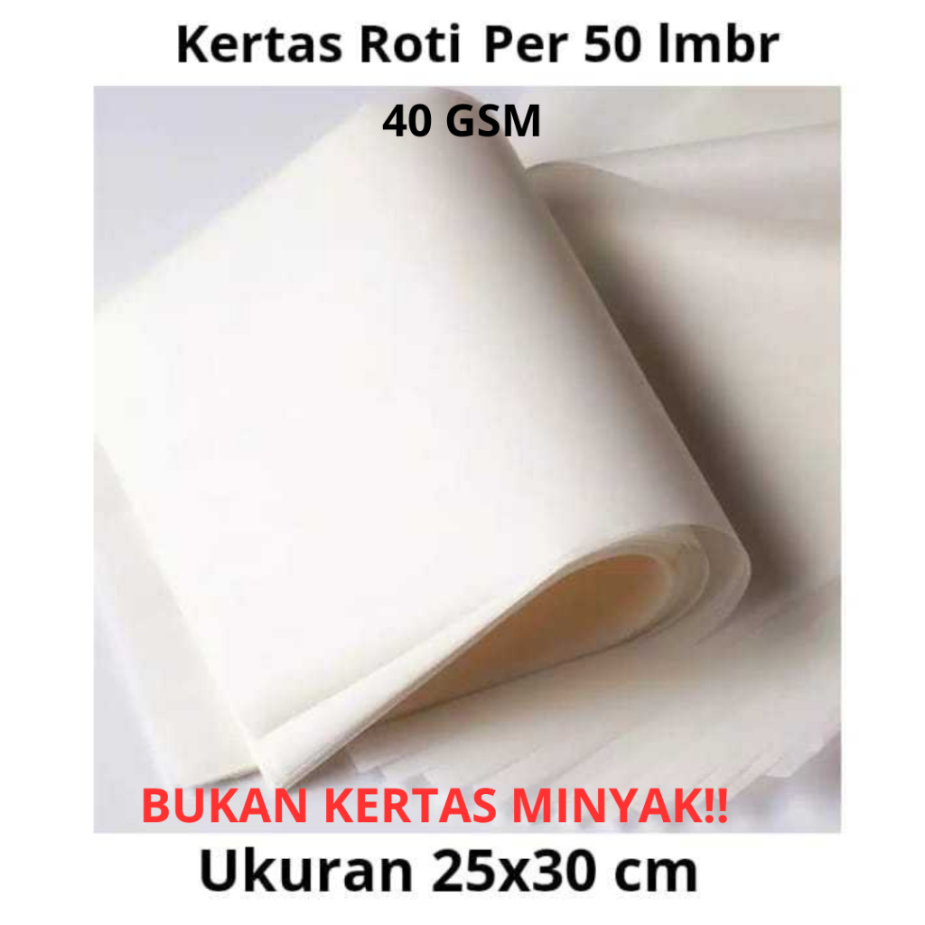 Jual 25x30 cm 50 Lbr Kertas Roti Putih Wrapping Paper Alas Baking ...