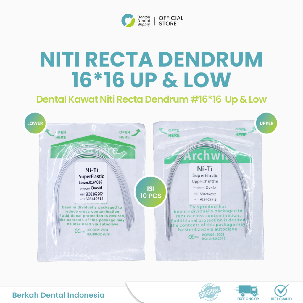 Jual Dental Kawat Niti Recta Dendrum #16*16 Upper dan Lower | Shopee ...