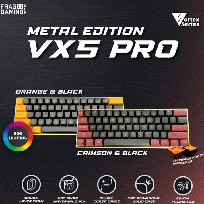 Jual Vortex VX5 PRO Gold Metal Vortexseries Mechanical Keyboard ...