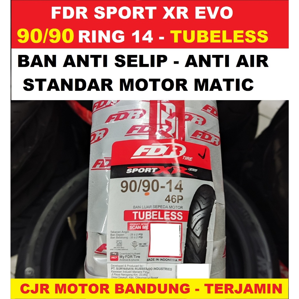 Jual BARU FDR Sport XR EVO 90/90 ring 14 ban tubeless standar motor ...
