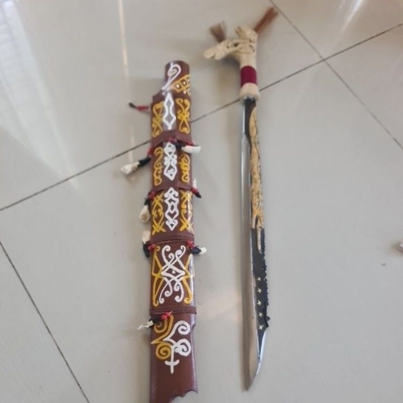 Jual Mandau Naga timbul kuningan .Mandau etnik 165 cm mandau coklat ...
