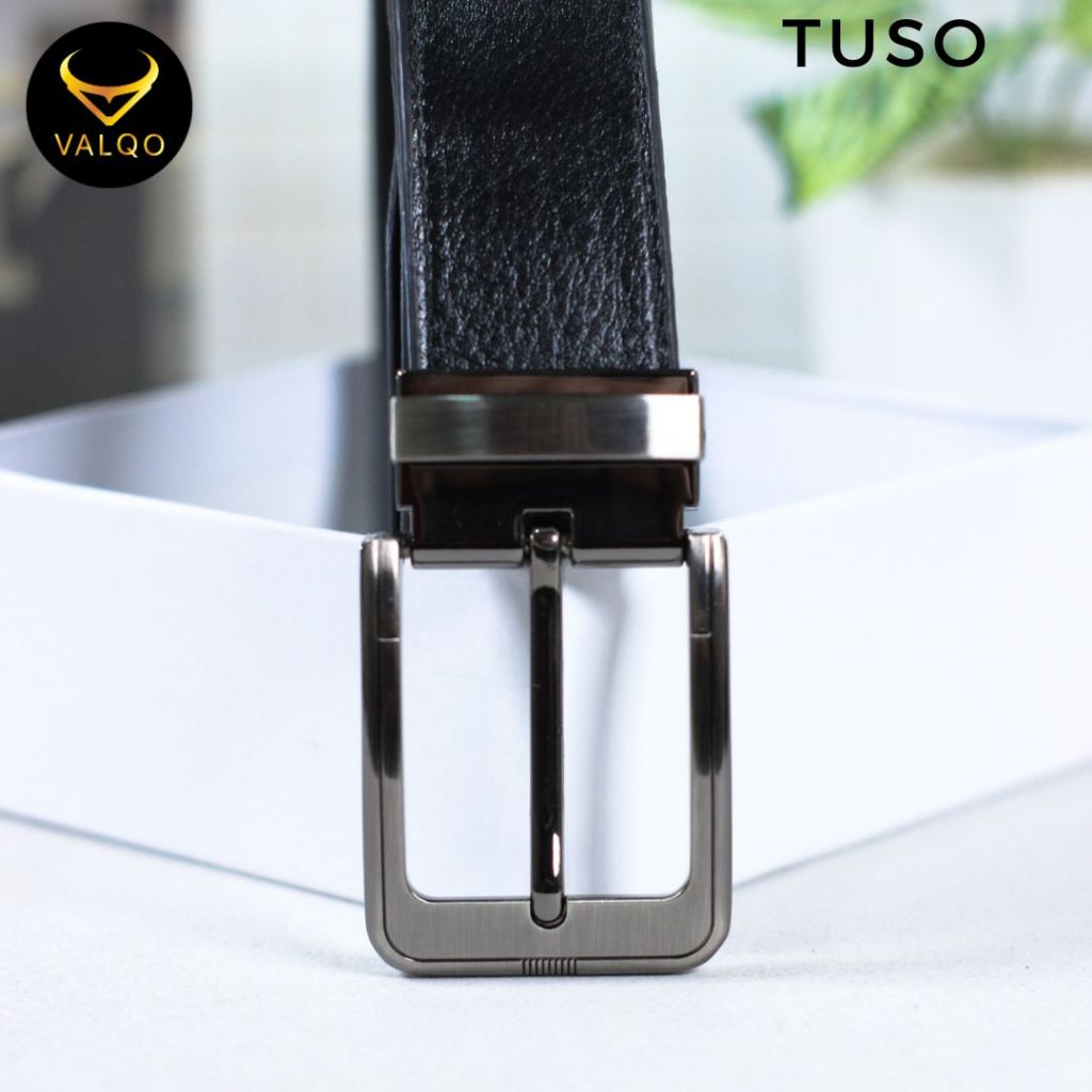 Jual VALQO TUSO Hitam Ikat Pinggang Kulit Sabuk kulit sapi Pria Gesper ...