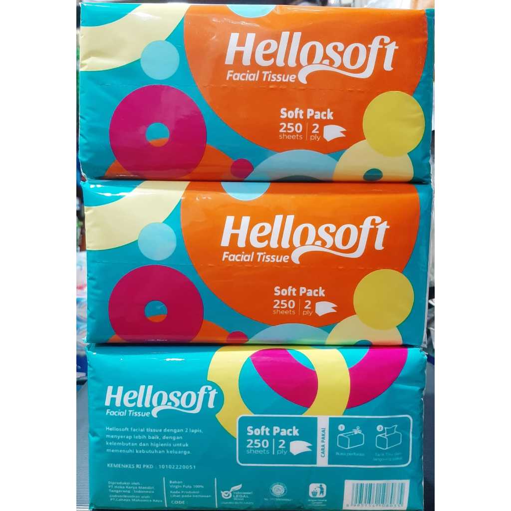 Jual 2 Pcs Facial Tissue Hello Soft x 250 Sheets x 2 Ply | Shopee Indonesia