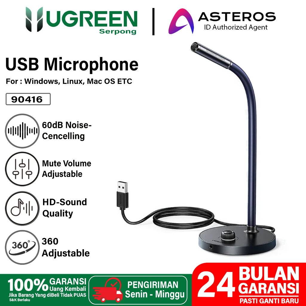 Jual UGREEN USB Microphone Desktop Computer PC Mic for