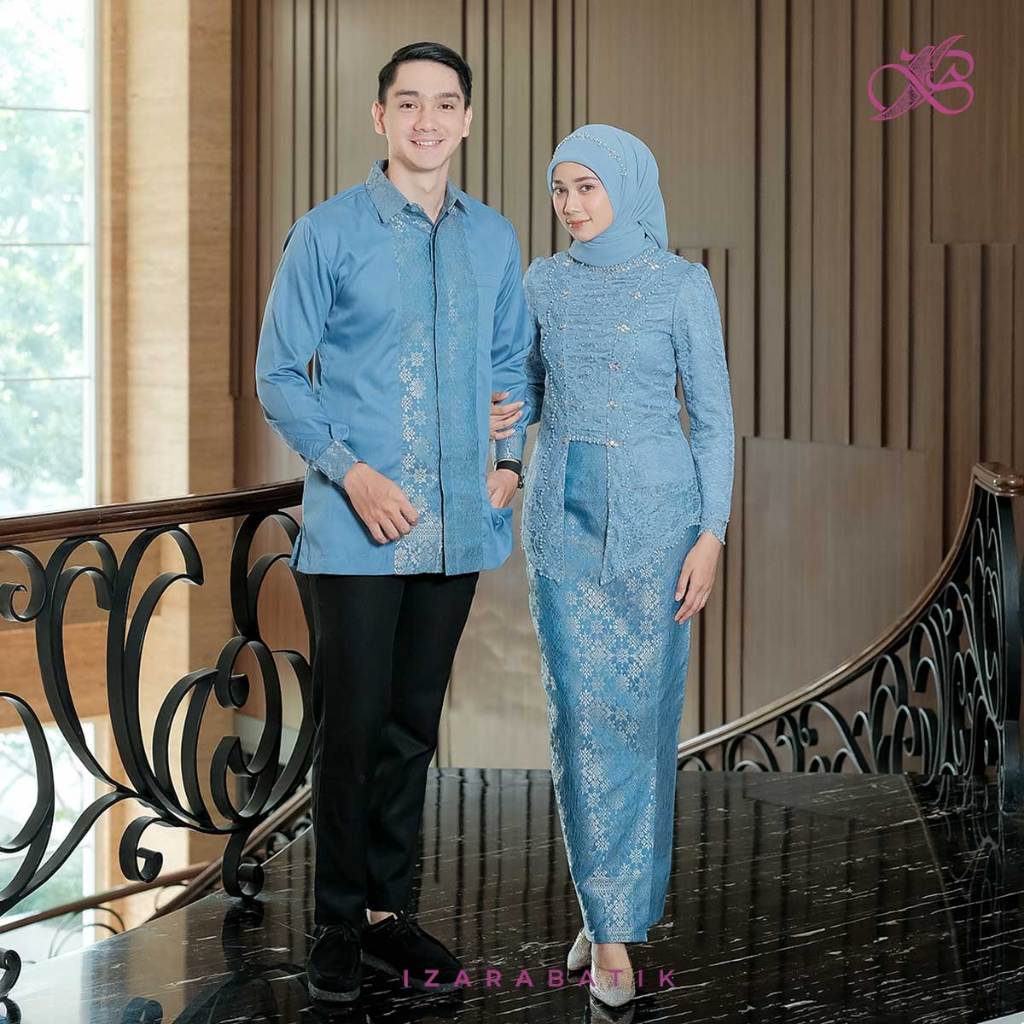 Jual IZARABATIK - Kutubaru Rastri Denim Set Kebaya Batik Modern Couple ...