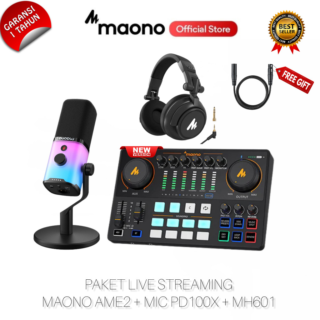 Jual Maono Ame Paket Microphone Pd X Rgb With Mh Headphone Podcast Live Streaming Gaming