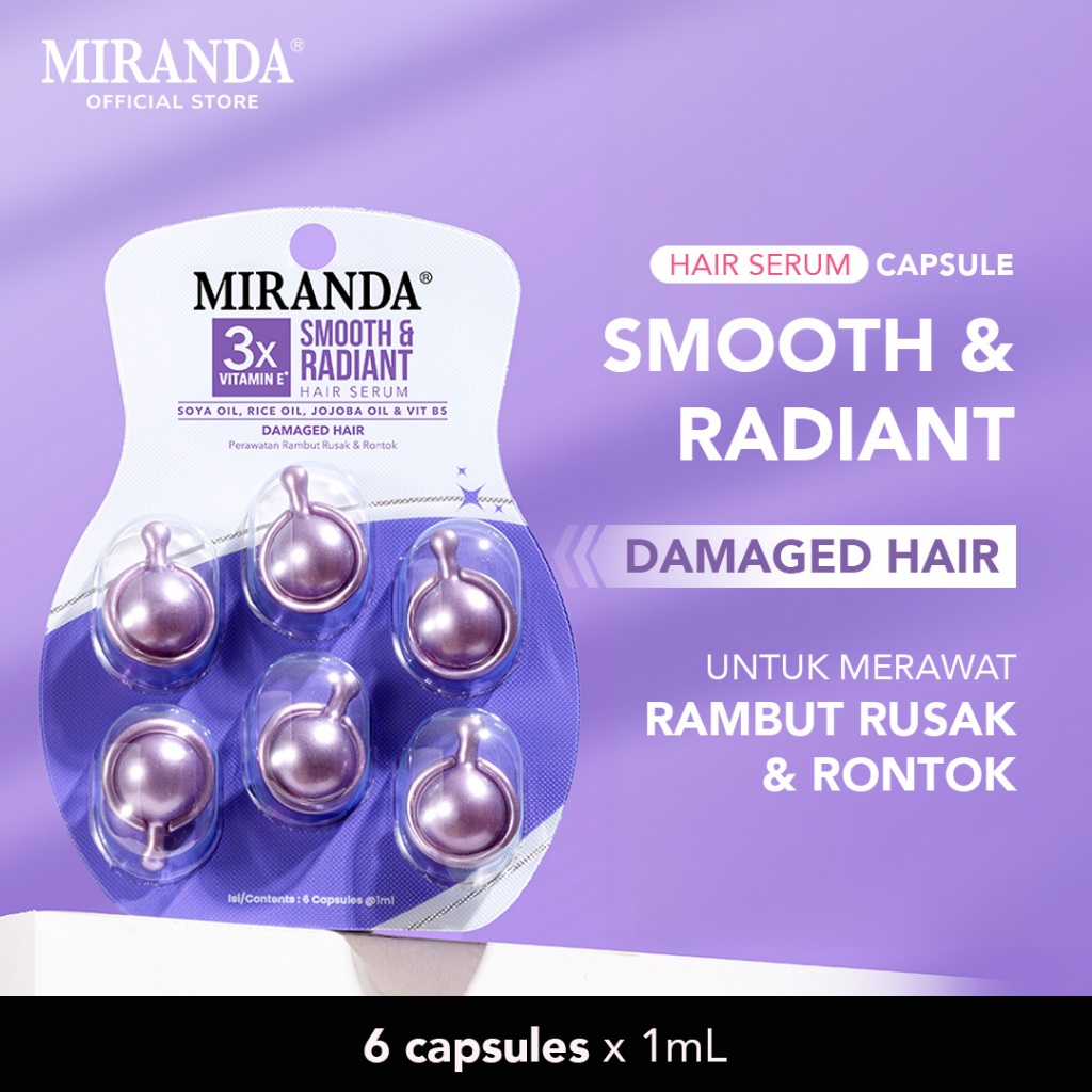 Jual Miranda Hair Serum Smooth & Radiant Blister 6x1ml | Vitamin ...