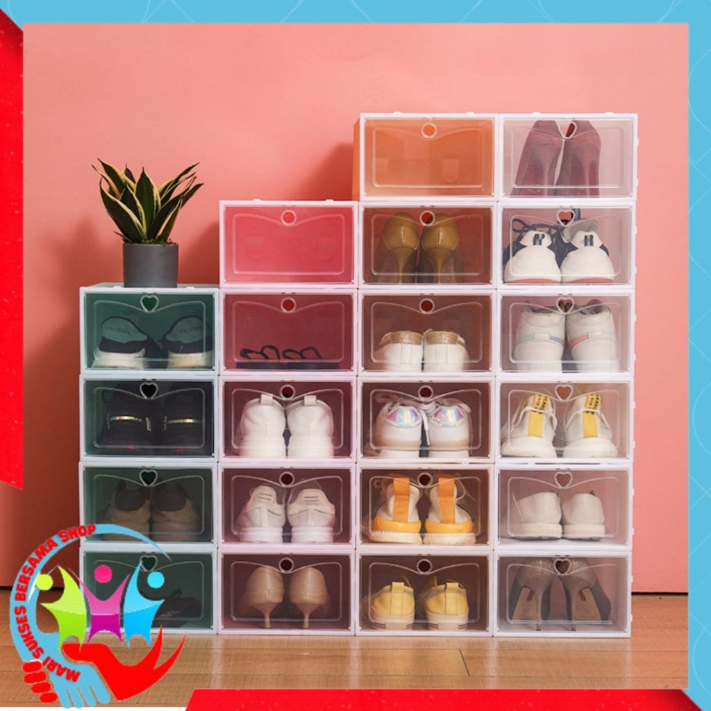 Jual MSBS Kotak Sepatu Plastik Transparan Tebal Serbaguna Storage Box ...