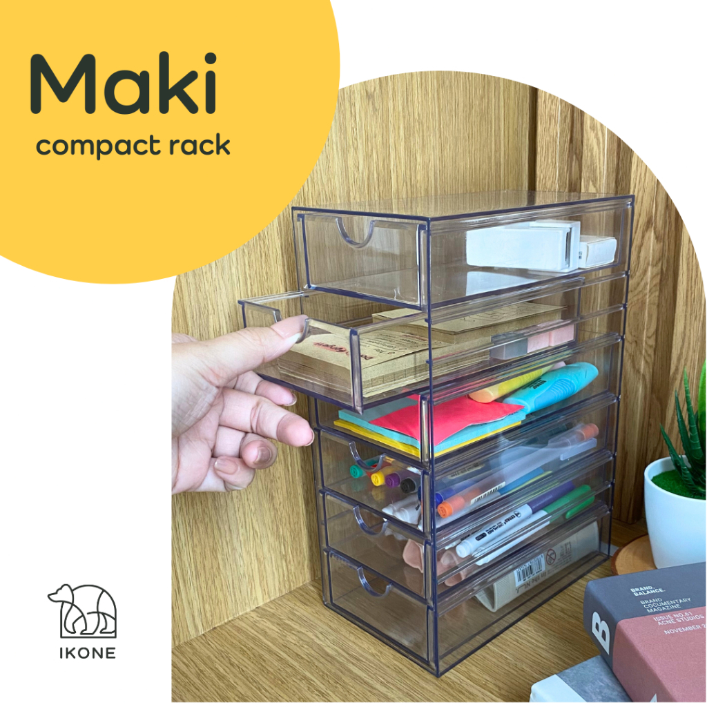 Jual 【IKONE】MAKI Organizer Box Snacks Rak Laci Bening Compact Rack ...