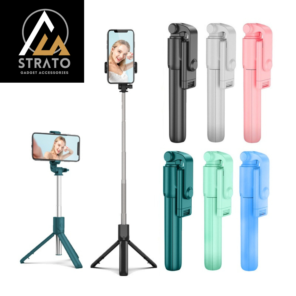 Jual Selfie Stick Bluetooth Camera Remote Macaron Tongsis Tripod R1 ...