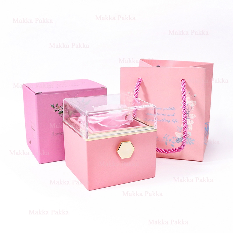 PROMISE RING BOX HIDDEN JEWELRY KOTAK CINCIN BUNGA MAWAR DIPUTAR  TEMPAT KALUNG GELANG KADO PACAR LAMARAN