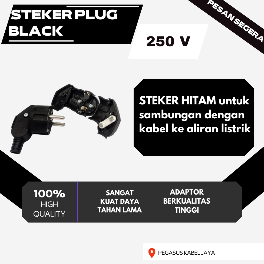 Jual STEKER PLUG HITAM -COLOKAN LISTRIK - Pegasus - KUALITAS TERBAIK ...
