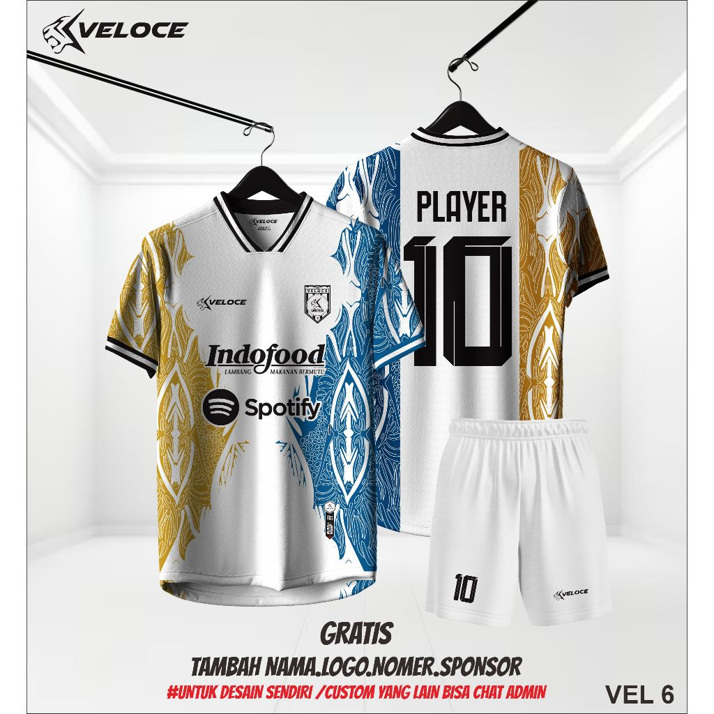 Jual Jersey Custom Baju Setelan Futal Sepak Bola Motif Batik Veloce.Ind ...