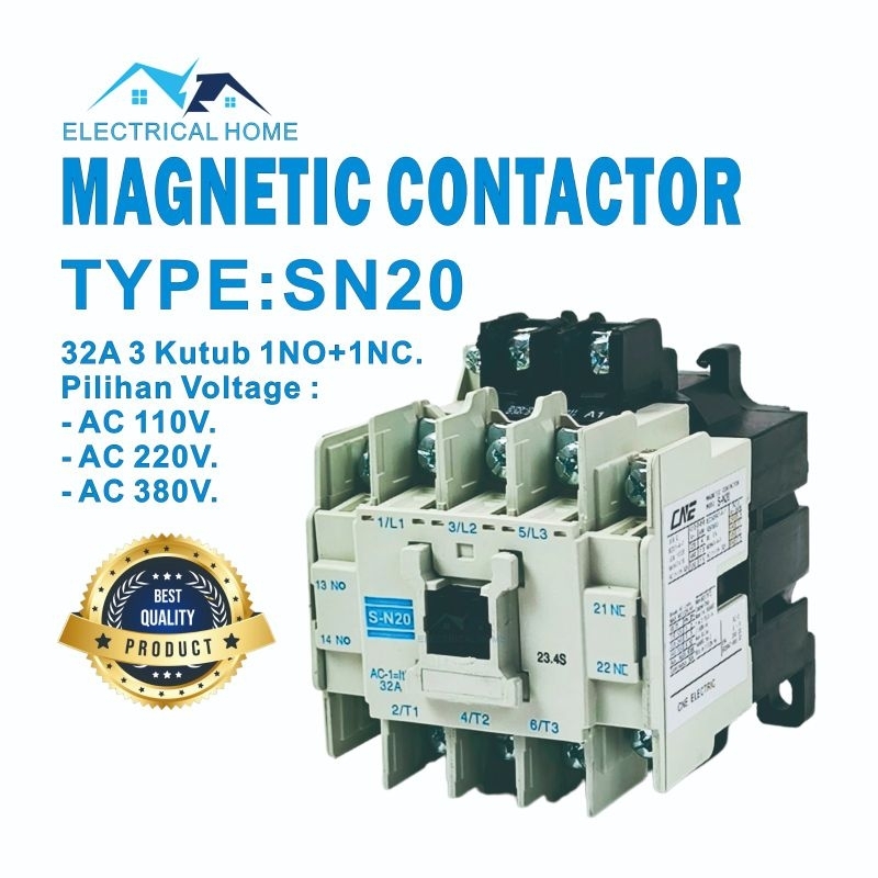 Jual MAGNETIC CONTACTOR CNE SN-20 32A 3 KUTUB | Shopee Indonesia