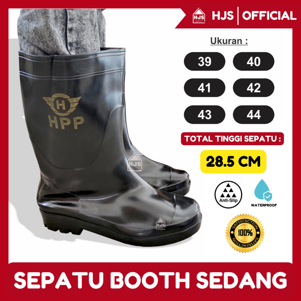 Jual [HJS] Sepatu Boot Pendek Sedang Hitam Boots Karet Ringan Anti Slip ...