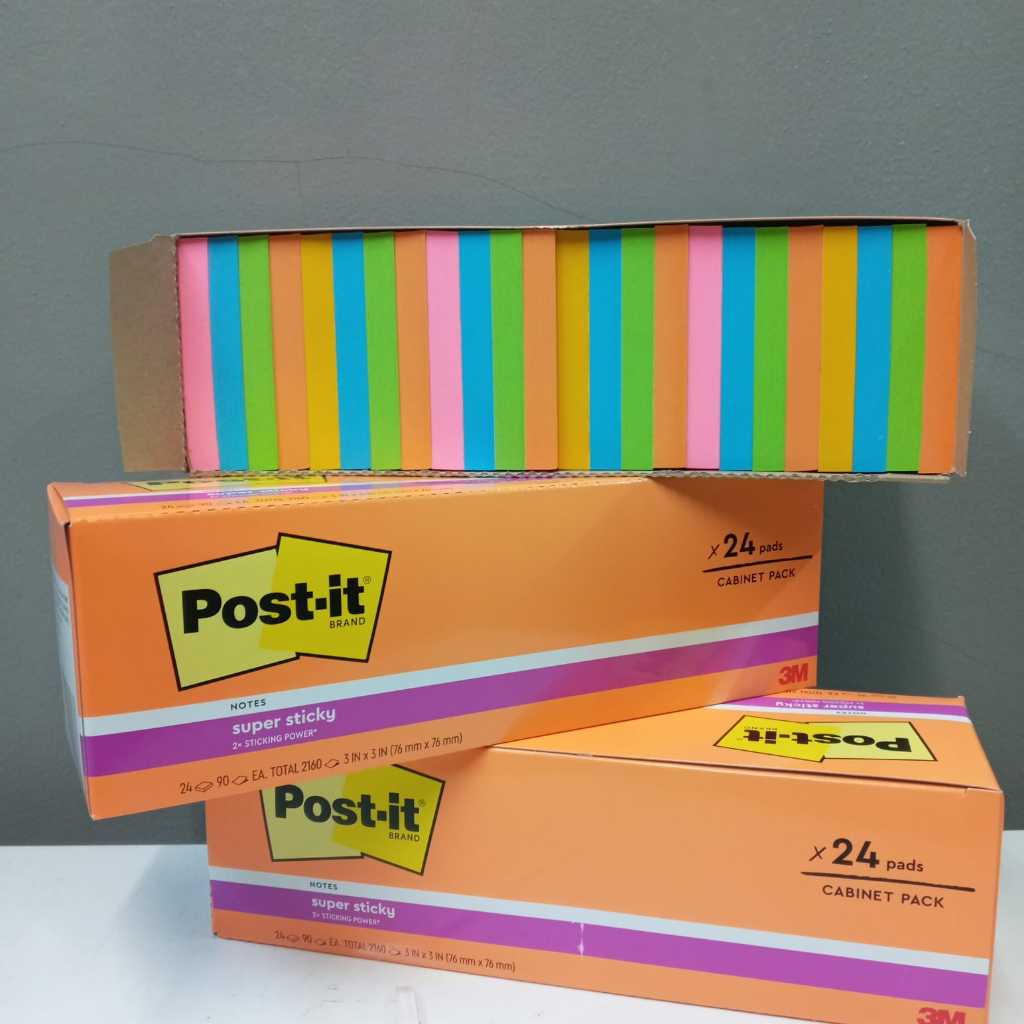 Jual 3M Post It Super Sticky Notes 654-24SSAU 1 box isi 24 pad | Shopee ...