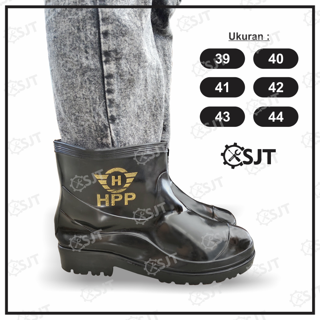 Jual SJT - Sepatu Boots Mini Hitam Mengkilap / Sepatu Booth Karet ...