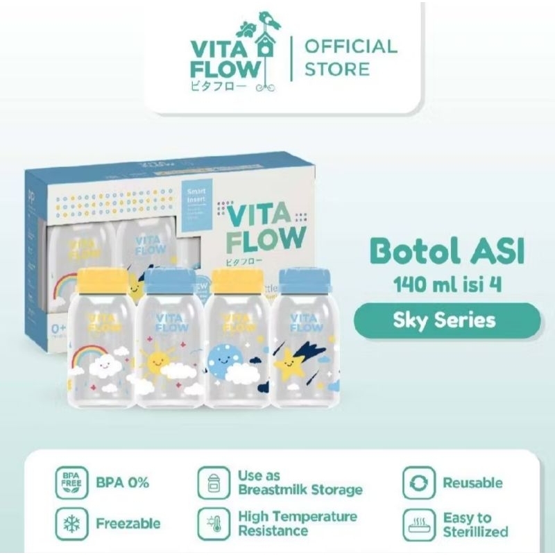 Jual VITAFLOW BOTIL ASI 140 PCS SKH SERIES (BIRU) | Shopee Indonesia