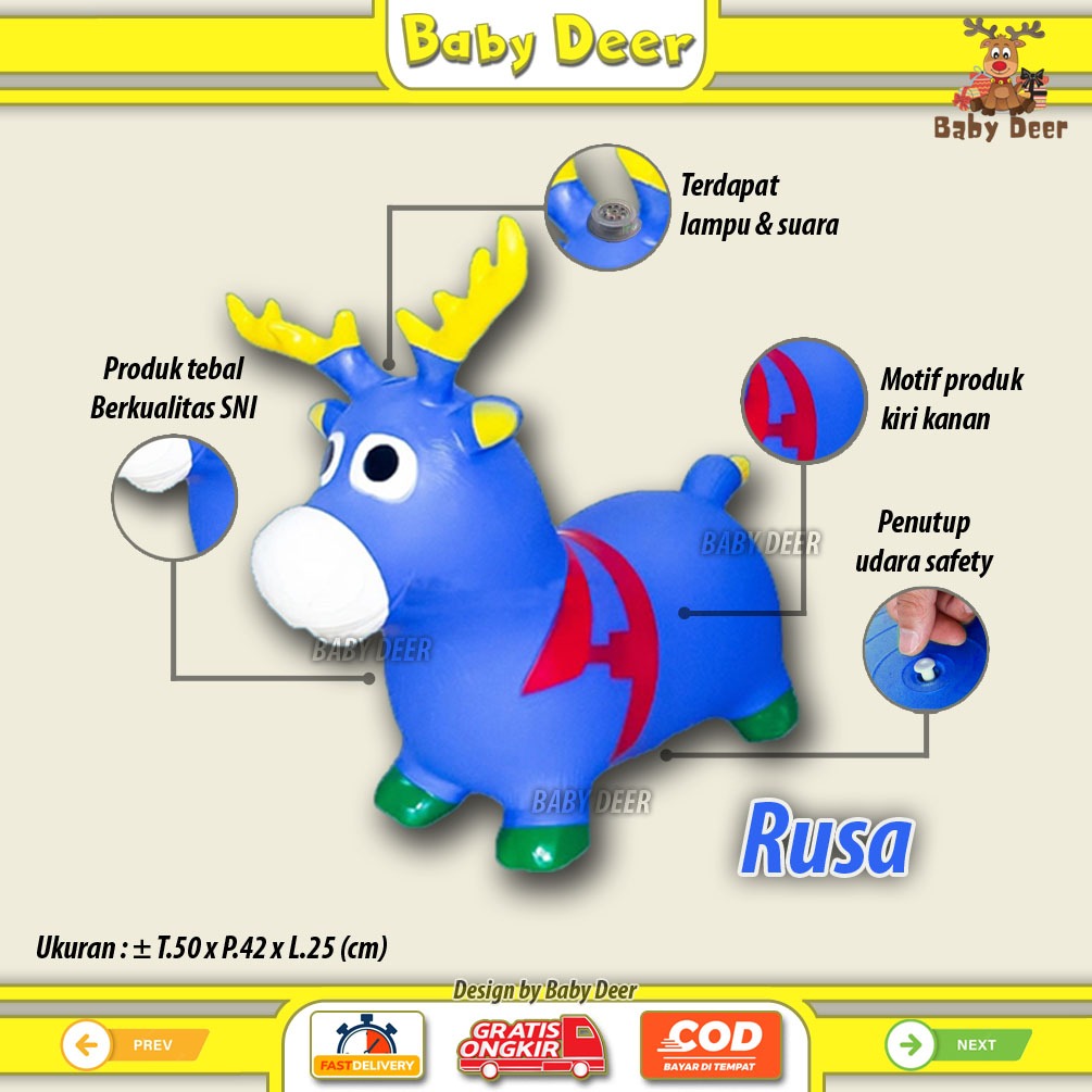 Jual Et05 BENTUK RUDOLF Jumping Kuda Karet Mainan Anak Musik Viral ...