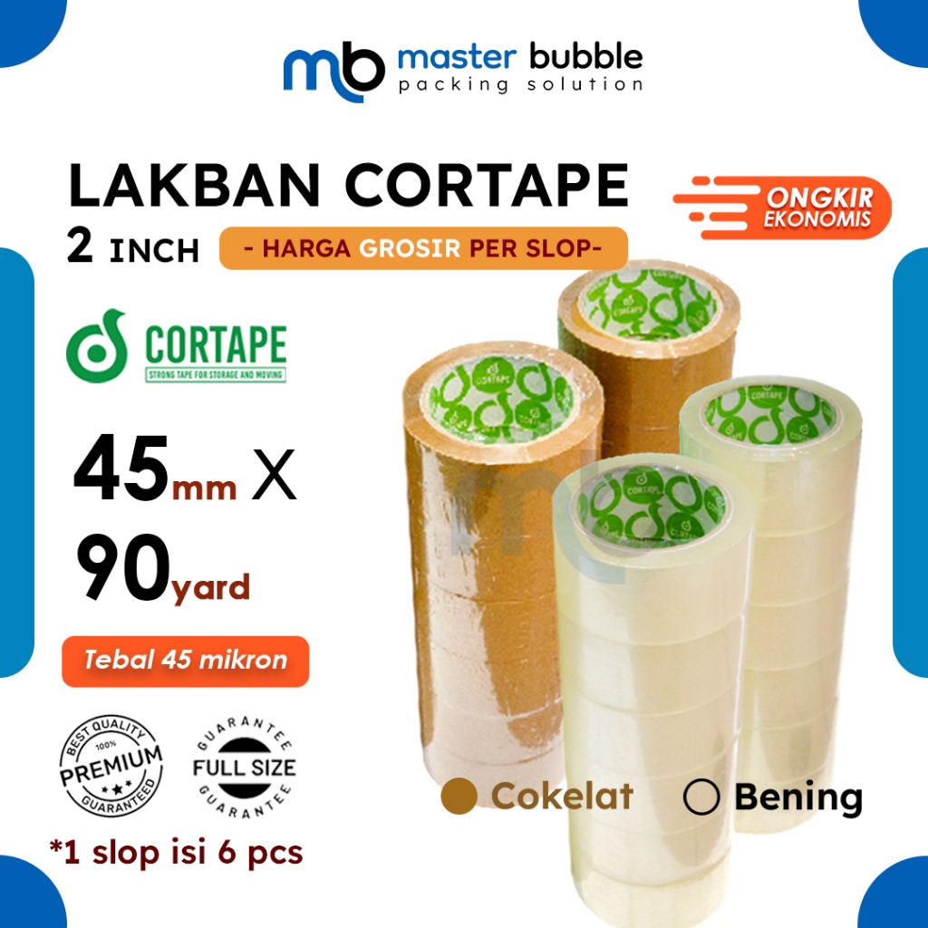 Jual Lakban Cortape Bening & Coklat 2inch / 45mm x 90yard Harga Per ...