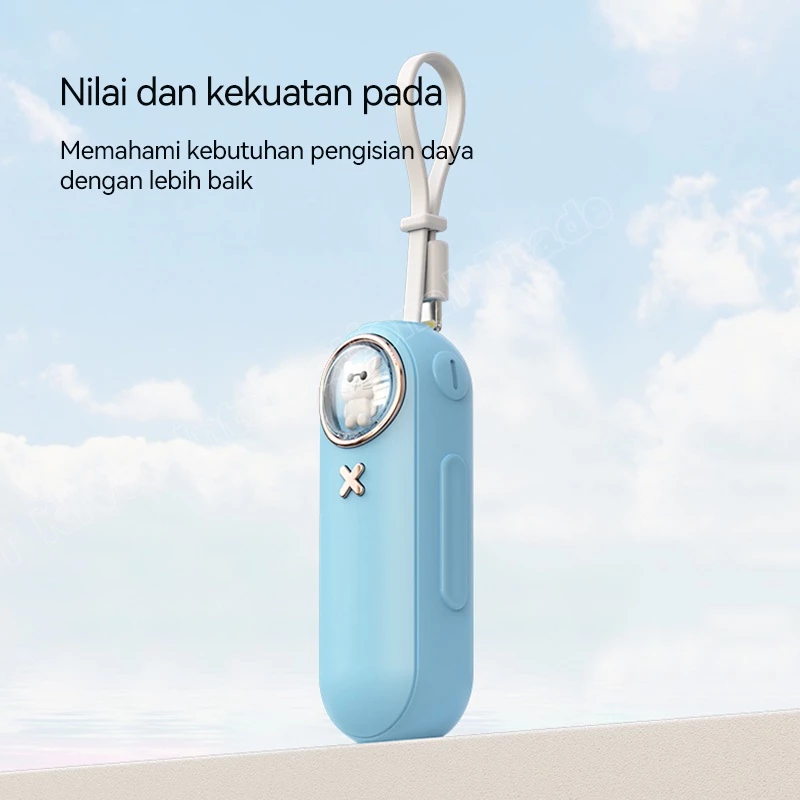 KIVEE Powerbank iphone mini portabel With kabel data Type C Lightning Fast charging 5000 mAh lucu