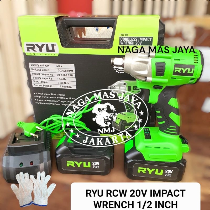 Jual RYU RCW 20V CORDLESS IMPACT WRENCH / ALAT PEMBUKA BAUT BATERAI RYU ...