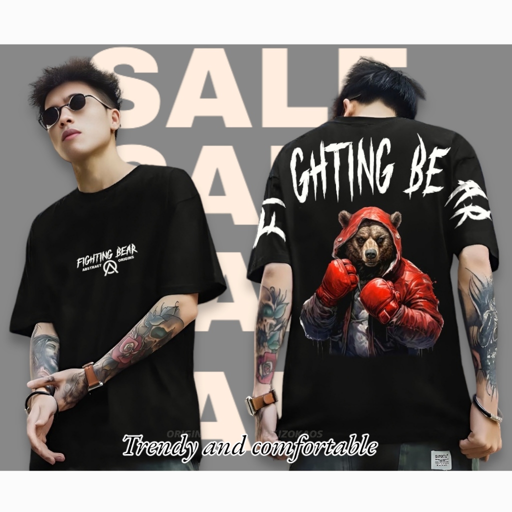 Jual Baju Kaos T Shirt Distro Terbaru Fighting Bear Kaos Pria Lengan