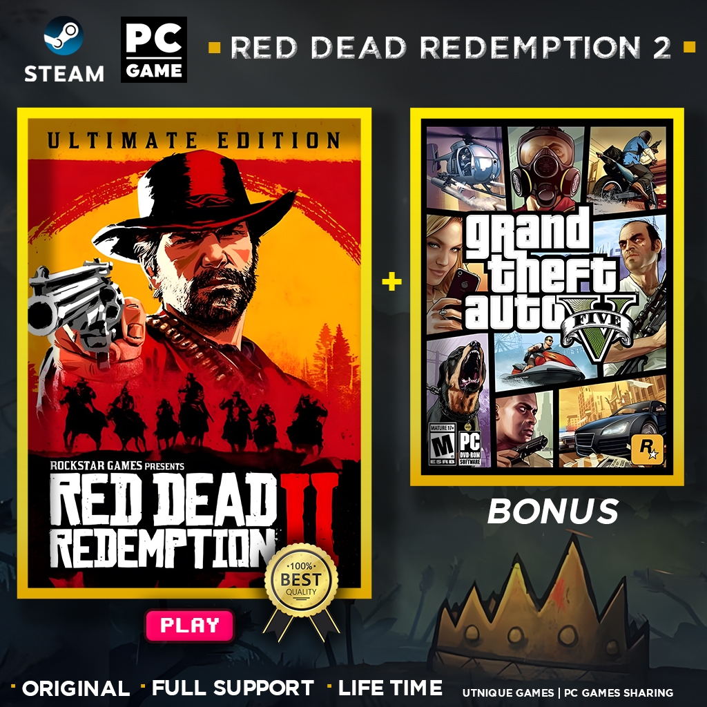 Jual Red Dead Redemption 2 + GTA V Premium Edition PC Original - DL ...