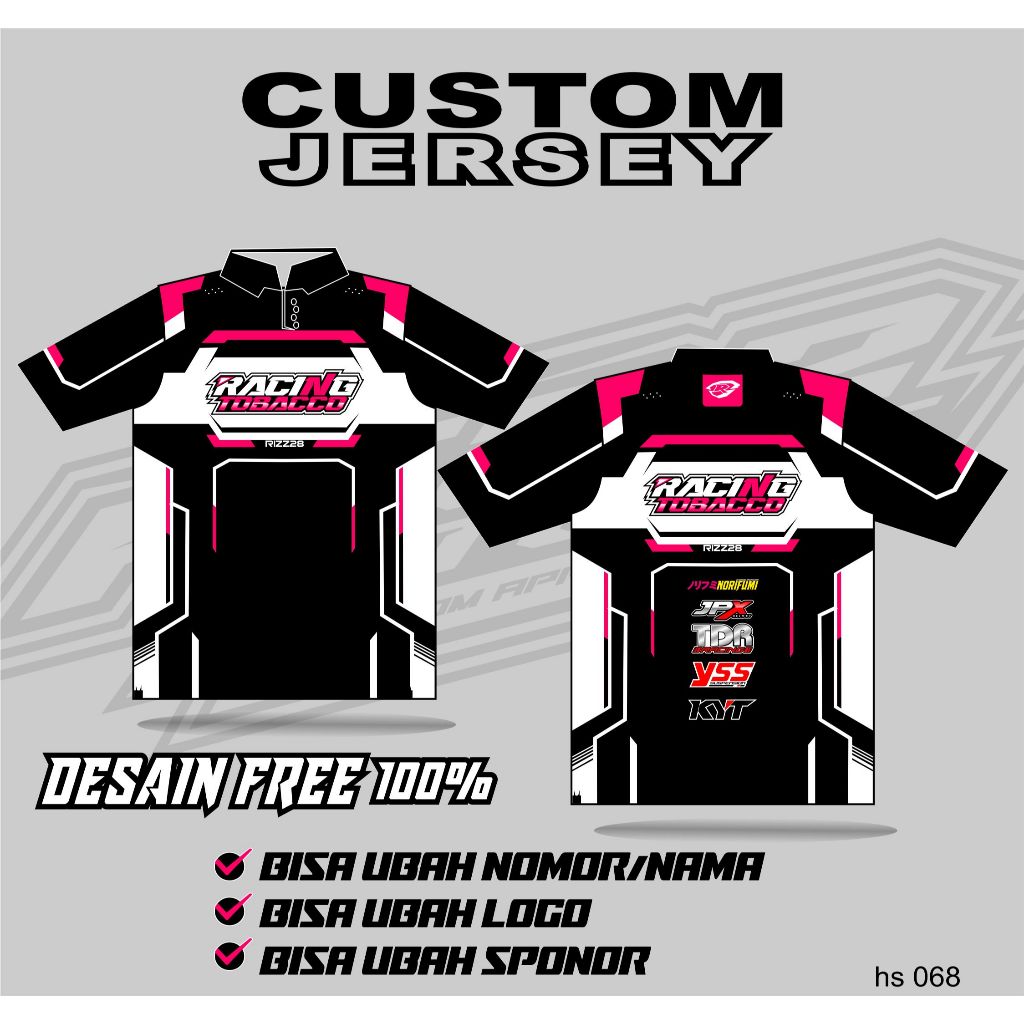Jual JERSEY RACING CUSTOM full printing bisa ubah nama nomor logo dan ...