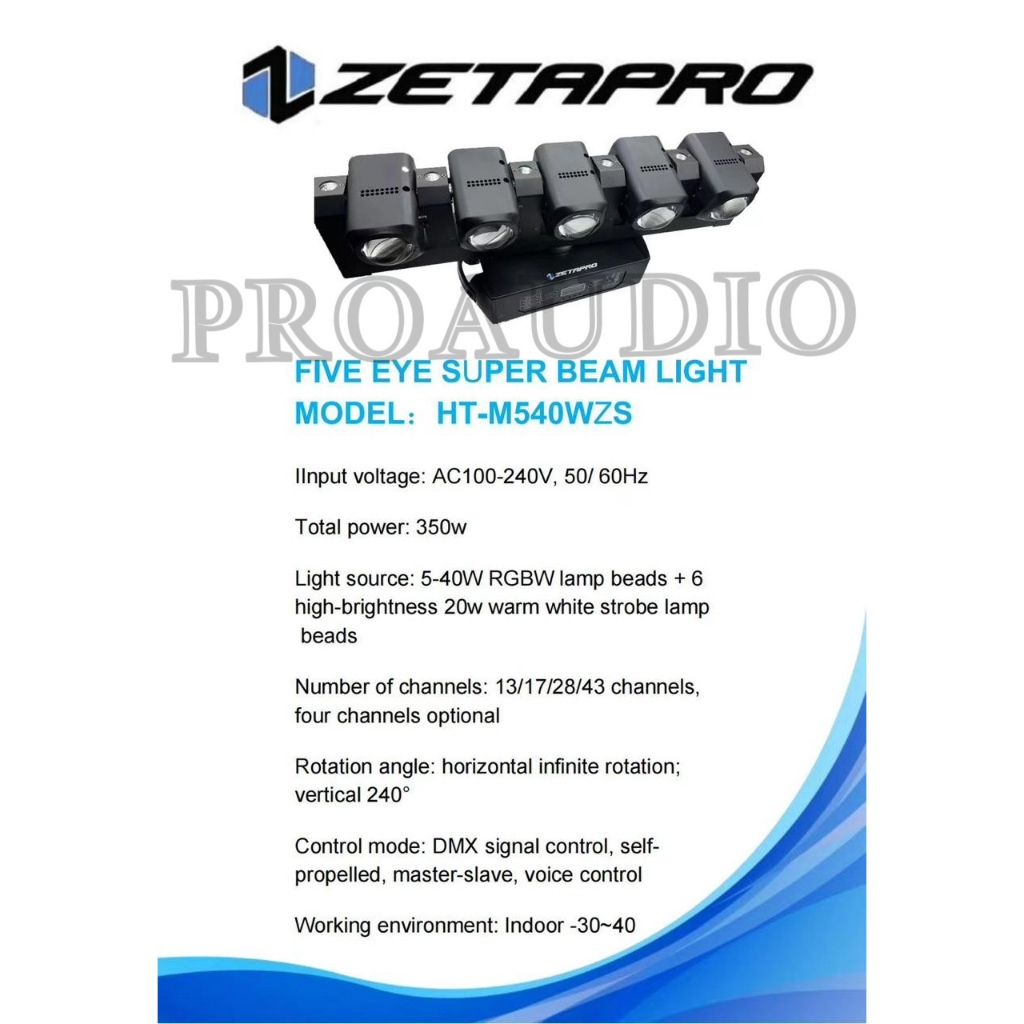 Jual ZETAPRO MOVING HEAD LED BAR SUPER BEAM LIGHT FIVE EYE 5*40 WATTS ...