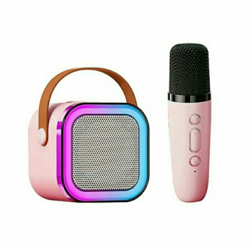 ERRLY Mini Speaker Bluetooth Microphone Karaoke K12 Single Mic dan Double  Mic LED RGB Speaker Nirkabel Set Power Bass
