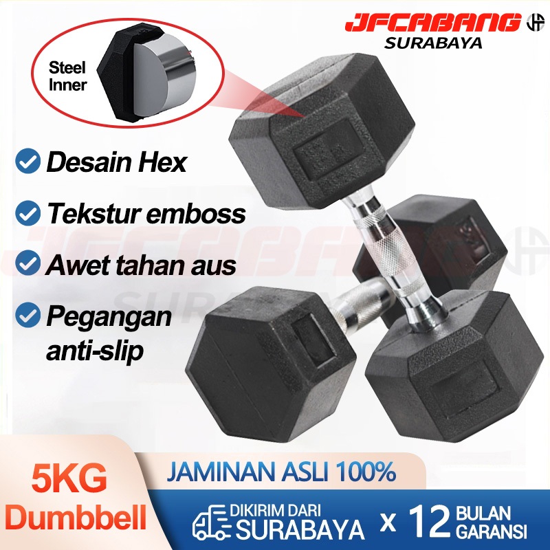 Rubber Olx Gym Weight Plates RUBBER COATED HEXAGONAL DUMBELL 5KG