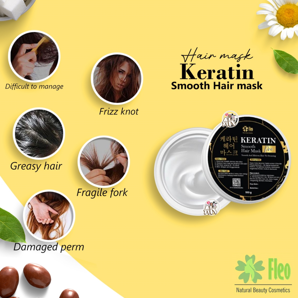 Jual FLEO HAIR MASK KERATIN SMOOTHING 100GR ( MASKER KERATIN PELURUS ...