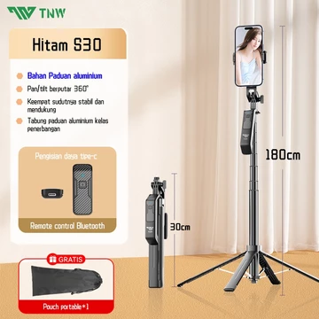 TNW S30 Tongsis Tripod Bluetooth 1.8m Fill Light Tongsis Tripod Remote Tongsis Hp Selfie Stick