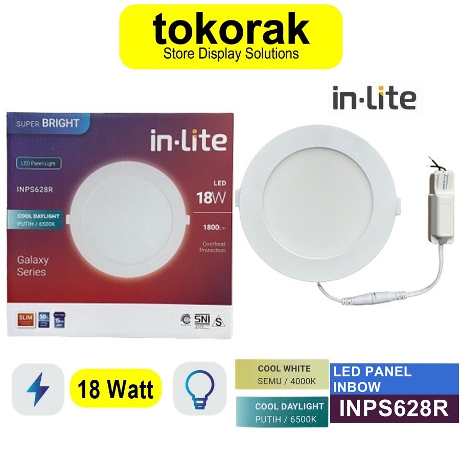 Jual Downlight Led Panel Inbow Inlite Bulat 18 Watt 18watt 18w 18 W Putih In Lite Inps628r 6439