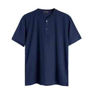 Evernext - Kaos Polos Pria Henley Tee Kaos Kancing Lengan Pendek Basic T-Shirt Combed 30s Pria