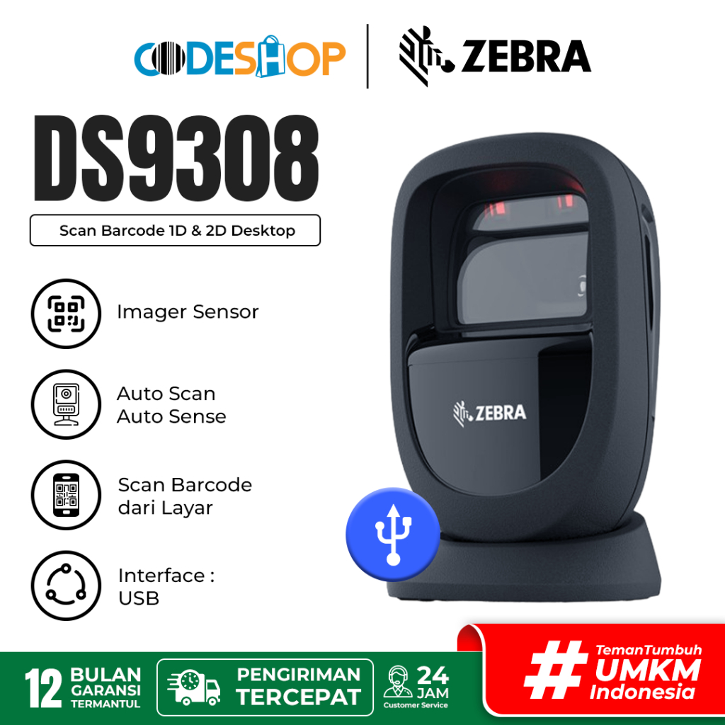 Jual Scanner ZEBRA DS9308 / DS-9308 Scan Barcode 2D QR Code PDF417 ...
