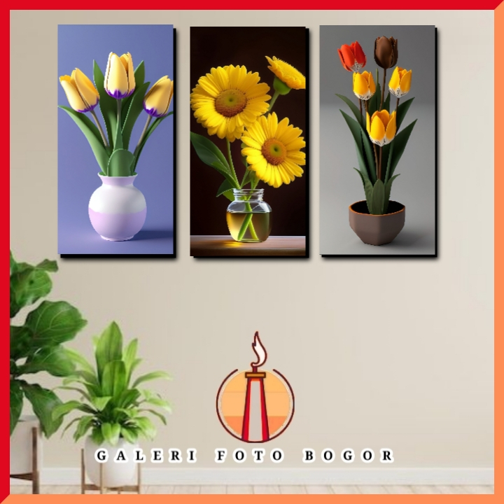 Jual GP HIASAN DINDING BUNGA FLOWER PLUS BINGKAI KAYU MDF 14X29 CM BJB ...
