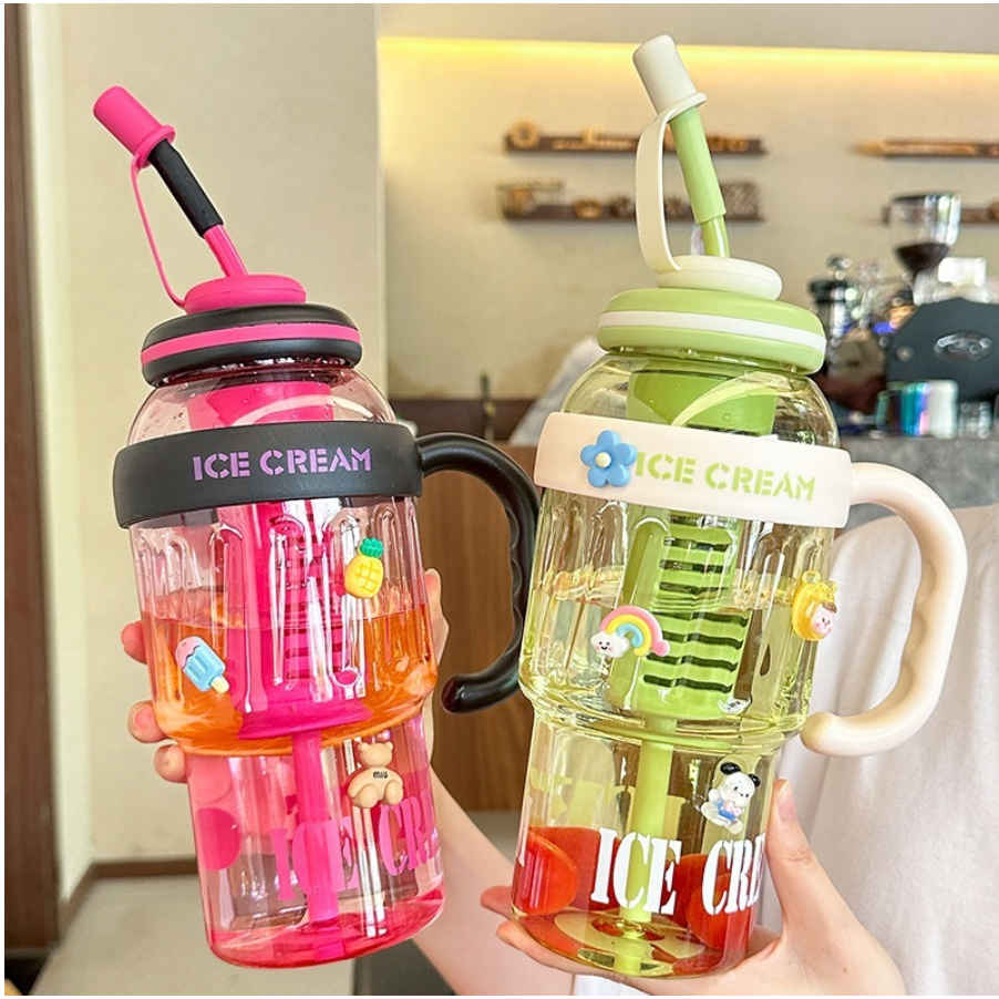 Jual Botol Minum Jumbo Ice Cream Botol Gym Ukuran 1400ml Sedotan ...
