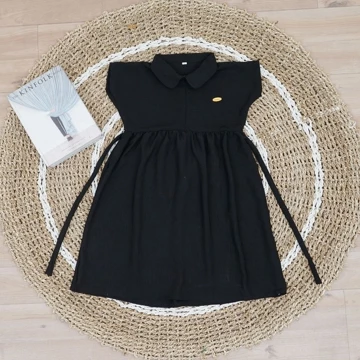 Dress Anak BiNay_Chic Plain Dress Anak Nyaman 4 10 Tahun