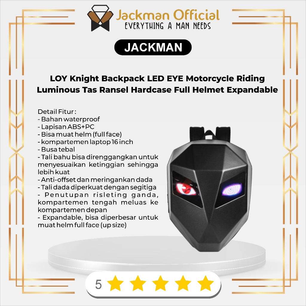 Jual LOY Knight Backpack LED EYE Motorcycle Riding Luminous Tas Ransel ...