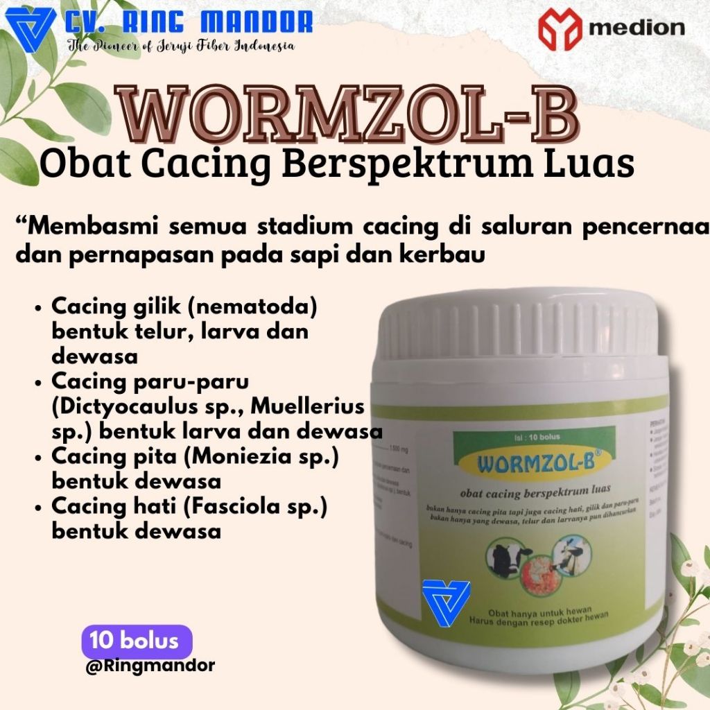 Jual Obat Cacing Cacingan Sapi Kerbau Kuda Kurus WORMZOL B 10 BOLUS POT ...