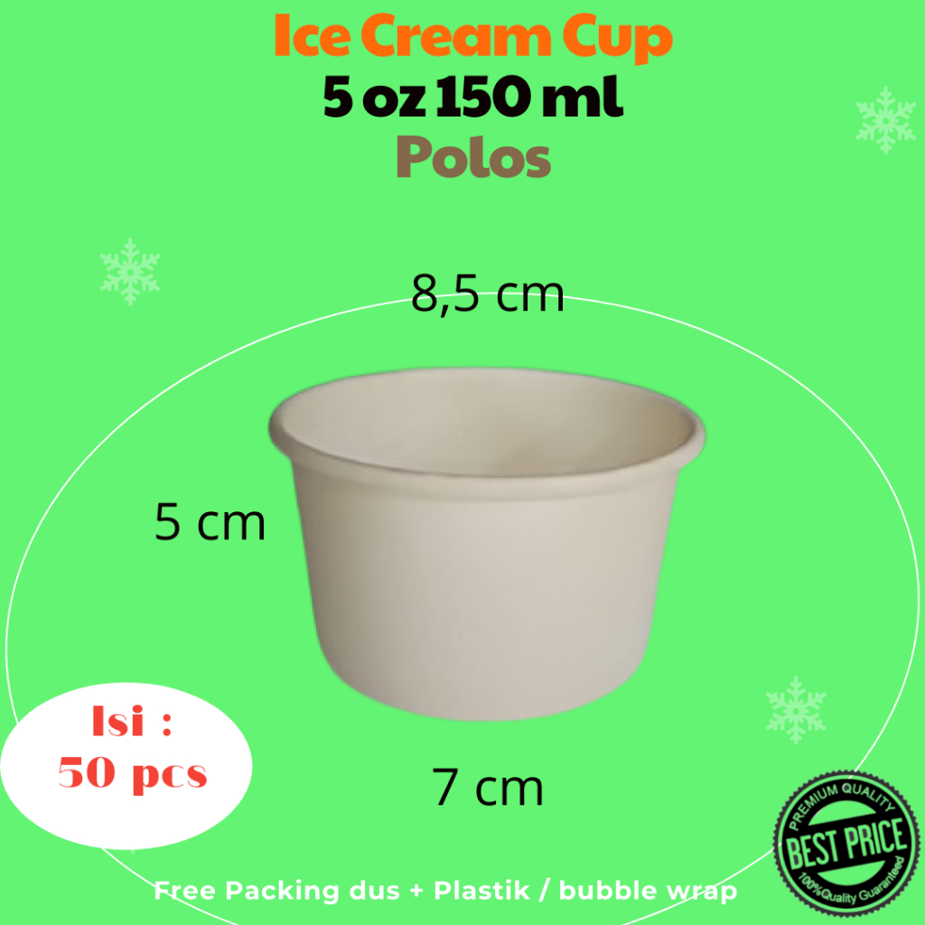 Jual Paper Ice Cream Cup 5 oz 150 ml Polos isi 50 pcs | Shopee Indonesia