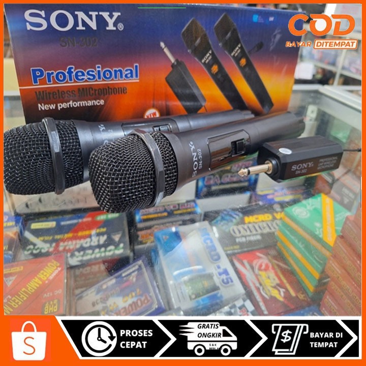 Jual Mic Wireless isi 2 mic. SONY SN-302 microphone. suara jernih ...