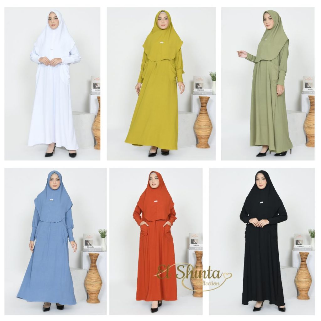 Jual Gamis Inara Abaya Set Hijab Crinkle Airflow Polos Series | Shopee ...