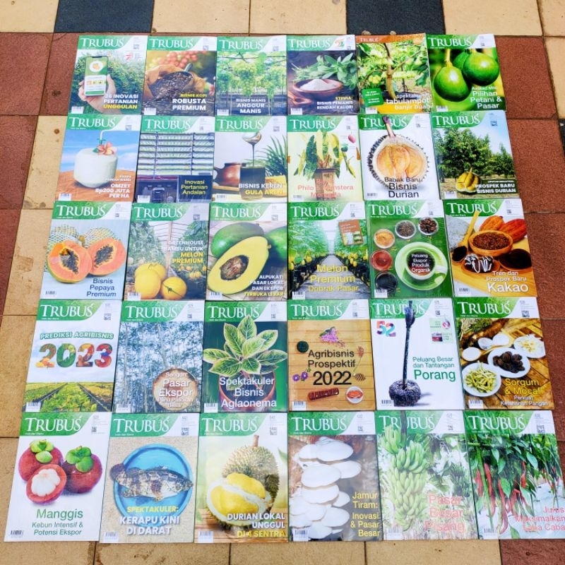 OBRAL BUKU MAJALAH TRUBUS / PERTANIAN / PERKEBUNAN / PERIKANAN / PERTENAKAN / BISNIS ANGGUR / BISNIS DURIAN / PISANG / KAKAO / HOBI / BISNIS