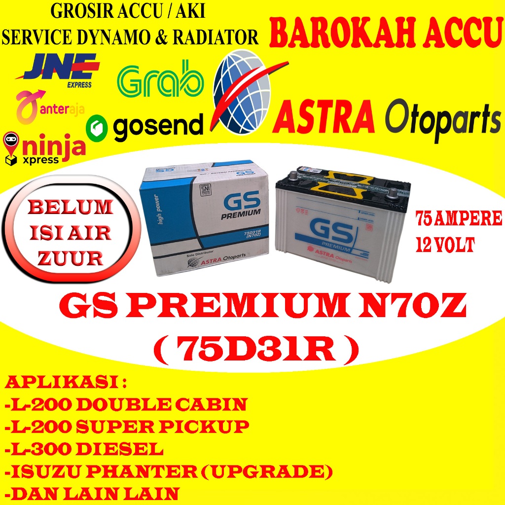 Jual AKI GS PREMIUM N70Z / 75D31R , 75 AMPERE ASTRA OTOPARTS | Shopee